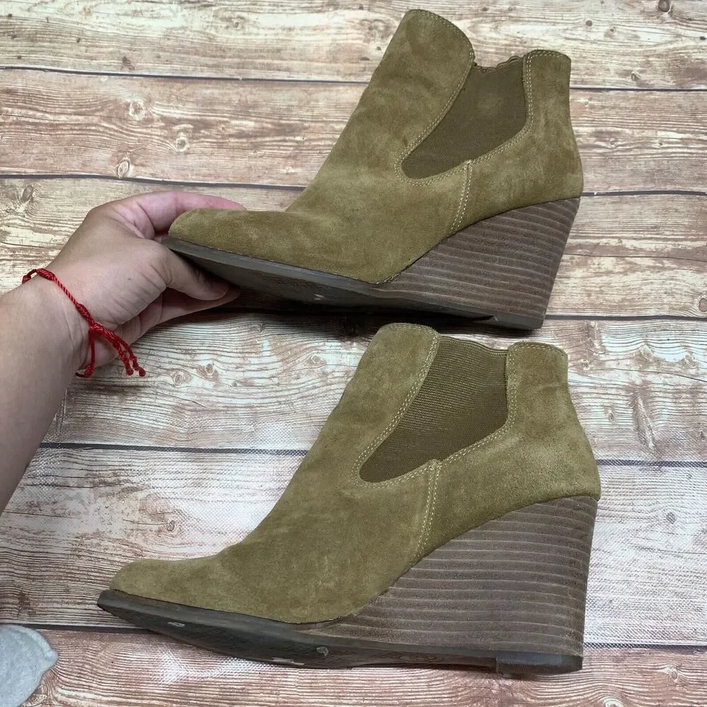 Lucky Brand Womens 9 EU 40 Yamka Chelsea Wedge Ankle Boots Booties Suede Leather